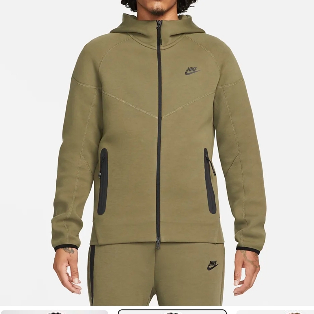 Nike Sportswear Tech Fleece Windrunner Men's Olive Full-Zip Hoodie and Jogger